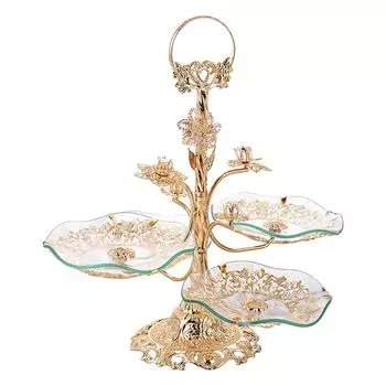 Поднос для сервировки конфет 3 Фрукты Стеклянный поднос Многослойный закаленный поднос Декор Кухня