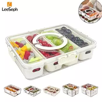 Поднос для сервировки Leeseph с крышкой, переносные контейнеры для закусок, коробка для закусок, органайзер для еды для путешествий, вечеринок, пикников, пляжей 1-tier