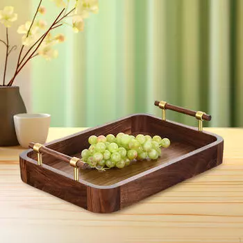 Поднос для сервировки с декоративными фруктами и медной ручкой, органайзер для хранения ювелирных изделий для столовой Small
