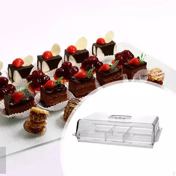Поднос для сервировки с крышкой, держатель для торта, ПК, 3 отделения, прямоугольный, для выпечки