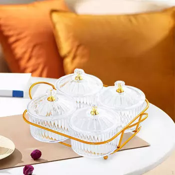 Поднос для сервировки с отсеком, ящик для хранения закусок и снэков Amber 4 bowls