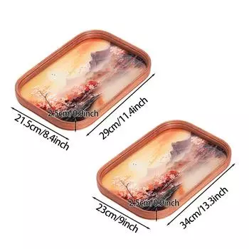 Поднос для сервировки в китайском стиле Поднос для фруктов Чайная тарелка Многоцелевой для вечеринки по случаю дня рождения Кухня Дом Чайный домик Косметика 29cmx21.5cmx2.5cm