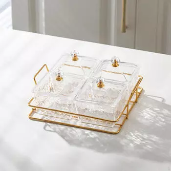 Поднос для сервировки закусок, приправа и контейнер для хранения еды с крышками для вечеринок чистый