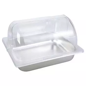 Поднос для шведского стола из нержавеющей стали Suqare Shape с прозрачной крышкой Roll Top для ресторана, дозатор приправ, поддон для демонстрации еды T1