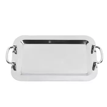 Поднос для шведского стола из нержавеющей стали с зеркальной отделкой и ручкой для ресторана отеля Rectangular (Length 16.9in)