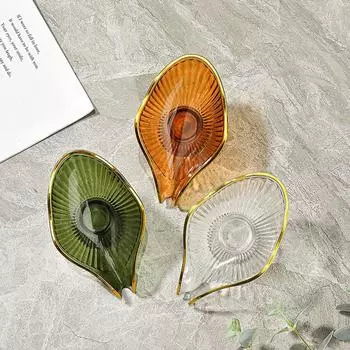 Поднос для сливной пластины, креативный держатель для мыла, коробка для мыла, гаджеты для ванной комнаты, нескользящая мыльница для стирки, чехол для мыла в форме листа зелёный