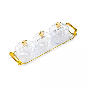 Поднос для сухофруктов с крышкой, сервировочная тарелка для десертов, декоративная разделенная чаша для орехов для гостиной Clear 4 Girds