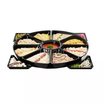 Поднос для супермаркета Выставочный шкаф для мяса приготовленная еда черный поднос круглый веерообразный простой бутиковый поднос для демонстрации и хранения