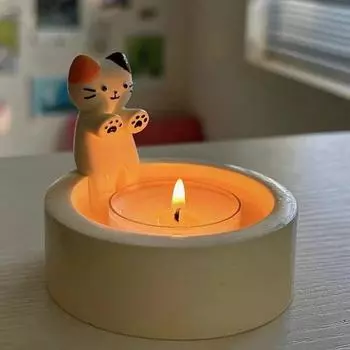 Поднос для свечей с милым котом, изысканная подставка для кошек, прочный подсвечник для ароматерапии для кошек, настольный подсвечник