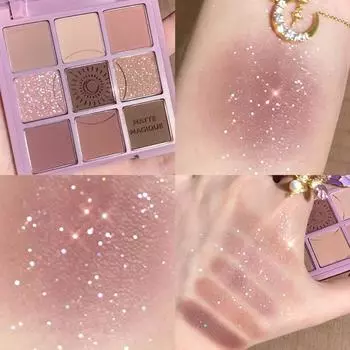 Поднос для теней для век Девять цветов матовый перламутровый фиолетовый персиковый розовый свежий нишевый макияж косметика