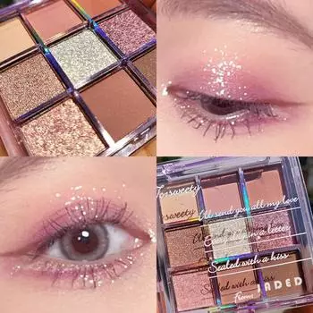 Поднос для теней с девятью сетками, студенческий портативный блестящий перламутровый студенческий цвет землистого цвета, тени для век 01#