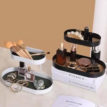 Поднос для украшений, двухъярусный, отдельно стоящий, кованая рама, удобный туалетный столик, держатель для украшений, хозяйственные принадлежности чёрный