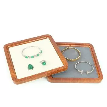 Поднос для украшений из дерева Роскошные реквизиты Браслеты Серьги Витрина Подставка для хранения Кольца Ожерелья Органайзер Украшения для витрины Аксессуары Безделушки Витрина Beige style