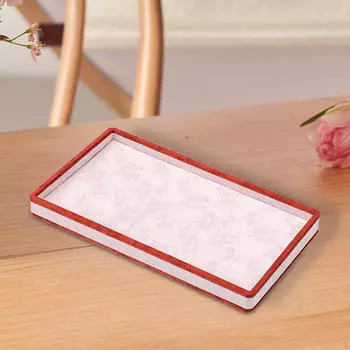 Поднос для ювелирных изделий с крышкой, органайзер для хранения прямоугольных тарелок красный