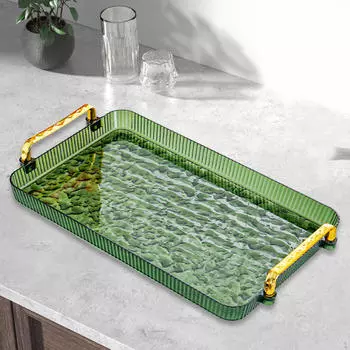 Поднос для ванной комнаты, десертная тарелка с ручкой, прямоугольный поднос для сервировки, ужин для завтрака в отеле зелёный
