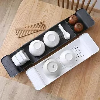 Поднос для ванной комнаты Ящик для выдвижной многофункциональной косметики Стойка для хранения вещей Выдвижная полка Раковина ванна душ кухня белый