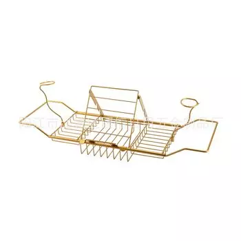 Поднос для ванны COZENTA, черный, для ванной, с подставкой, телескопический, 61-85 см (Золото)