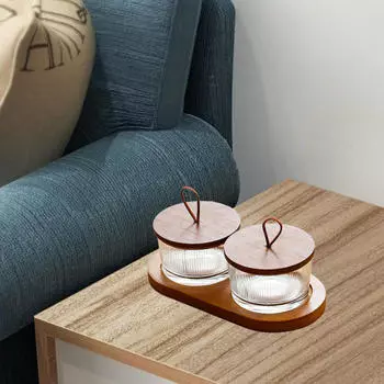 Поднос для вытяжки с миской, стеклянной крышкой, ореховой скорлупой, общими фруктами для салата 2 grid