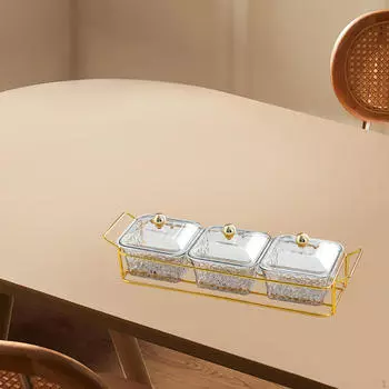 Поднос для закусок Десерты Сервировочная тарелка Закуски Приправа Сухофрукты с крышкой Контейнер для закусок 3 Girds