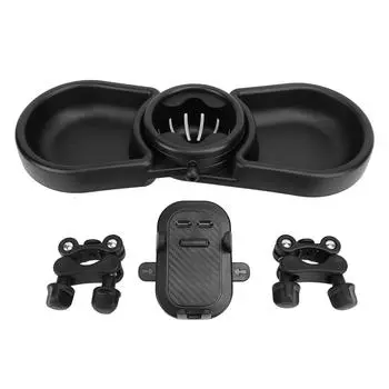 Поднос для закусок для коляски многофункциональный портативный пластиковый регулируемый по высоте с защитой от проливания с двумя отделениями