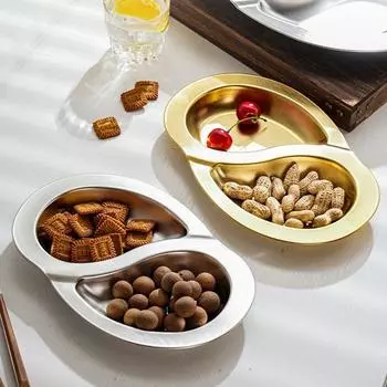 Поднос для закусок из нержавеющей стали, разделенный на части, складывающиеся в стопку, десертные тарелки, блюда для закусок, специи Silver L