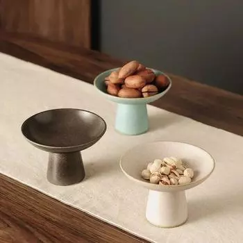 Поднос для закусок на высоких ножках, фруктовая тарелка, салатница, круглая керамическая тарелка, поднос для закусок, форма для торта, десертная чаша, тарелки для сухофруктов