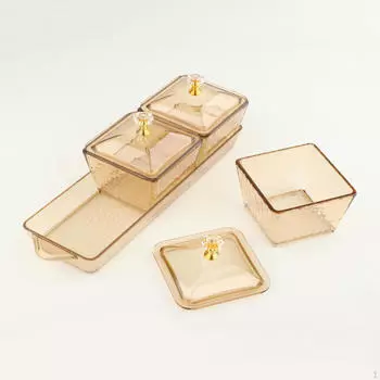 Поднос для закусок, раздельный сервировочный контейнер с крышкой, коробка для хранения продуктов Nordic Candy Brown 3 Grids