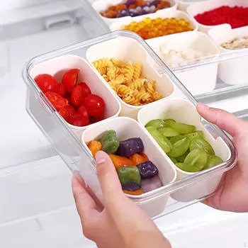 Поднос для закусок с 4 отделениями, разделенный сервировочный поднос, штабелируемый холодильник, органайзер для печенья,