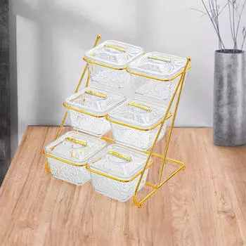 Поднос для закусок с 6 отделениями и крышкой для орехов и сухофруктов чистый