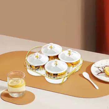 Поднос для закусок с крышкой, скандинавское блюдо для конфет и сухофруктов на посиделках 4 Bowls