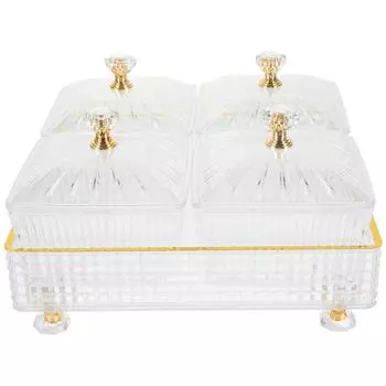 Поднос для закусок с отделением для закусок и подносом. Идеально подходит для вечеринок. Настольное сервировочное блюдо для домашнего использования. прозрачный