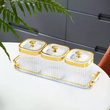 Поднос для закусок с отделениями для хранения конфет и орехов чистый