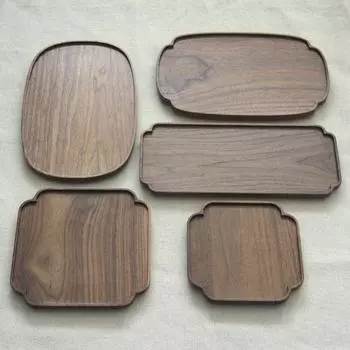 Поднос HeMu из цельного черного ореха, кружевной поднос для хлеба и фруктов, тарелка для закусок, поднос с цветком сливы, поднос для чая в ресторане, отеле, кофейне