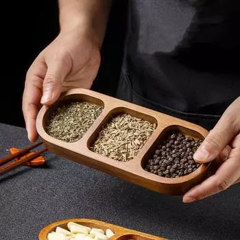 Поднос из цельного дерева 2/3/4 решетка поднос для приправ еда на завтрак суши хлеб десерт соус поднос для кухни ужин поднос для приправ S