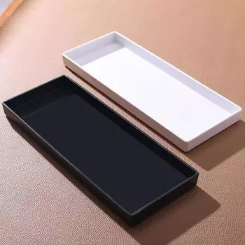 Поднос из меламинового белого фарфора Nordic, креативный, прямоугольный, для хранения чашек и тарелок, сервировочный поднос для десертов в отеле 38x15cm