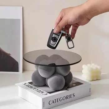 Поднос из смолы с флокированием в скандинавском стиле, поднос для украшений, поднос для хранения фруктов, подсвечник, многоцелевой поднос, украшение для гостиной, подарок