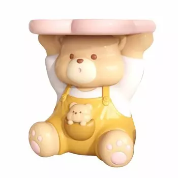 Поднос из смолы в виде медведя, симпатичная статуэтка сидящего медведя, поднос для хранения ключей для прихожей, косметические украшения, серьги