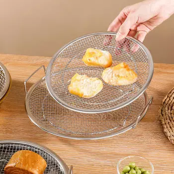 Поднос, кухонный инструмент, тарелка для подачи жареной еды из нержавеющей стали, подставка для картофеля фри с ручками для барбекю Small