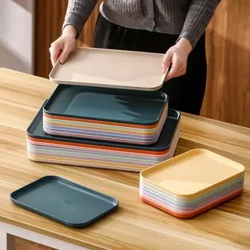 Поднос Пластиковый Еда и напитки Фаст-фуд Сервировка Прямоугольный Ресторан Детский сад Дети Пазл Тарелка 24cm 17cm