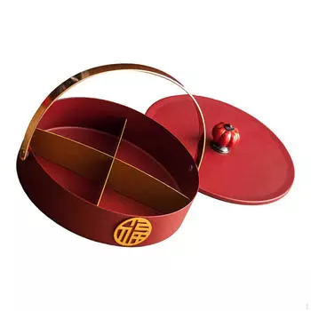 -Поднос, разделенный поднос с крышкой, 4 решетки, переносной контейнер для орехов и конфет для вечеринки, кухни, Fu Character