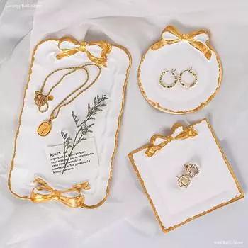 Поднос с кружевом в виде банта, цементная силиконовая форма, новая бетонная гипсовая форма для хранения тарелок, круглая прямоугольная подставка, формы из смолы для домашнего декора