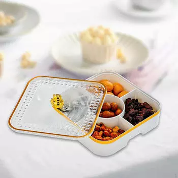 Поднос сервировочный 9.2x9.2x3 дюйма для орехов и сладостей с 5 секциями Events Transparent