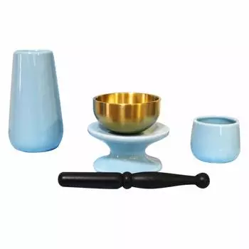 Подношение буддийскому животному, фотография с синими принадлежностями, набор из 5 предметов, ваза, чашка, стол, рамка, корин, синий