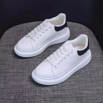 Поднять нижнюю Белые туфли Новые универсальные повседневные туфли Классические студенческие туфли для сноуборда 35 белый