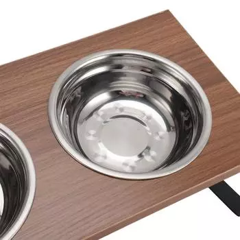 Поднятая кормушка для кошек и собак с мисками из нержавеющей стали, нескользящая, приподнятая, корм для домашних животных, вода для кормления