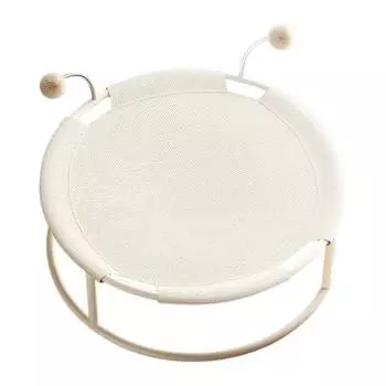 Поднятая кровать для кошки, отдельно стоящая круглая кровать-гамак для кошки со съемной моющейся сеткой, охлаждающая кровать для сна для кошек и собак бежевый