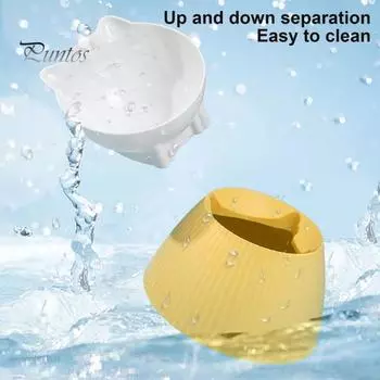 Поднятая миска для домашних животных Наклонная поднятая миска для кошек Нескользящие миски для кошек с защитой от рвоты Кормушка для домашних животных в форме кошки для кошек и собак зелёный