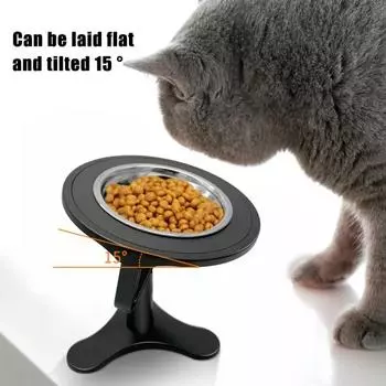 Поднятая миска для кошачьего корма, регулируемая наклонная миска из нержавеющей стали для домашних животных, нескользящая приподнятая кормушка для домашних кошек и собак розовый