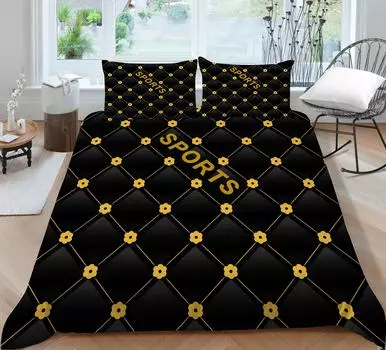 Пододеяльник 3D Черный Клетчатый Роскошный Постельный Комплект Чехлы Для Детей Мальчик Домашнее Украшение Спальни King Full Queen Size Покрывала UK Single 135x200cm