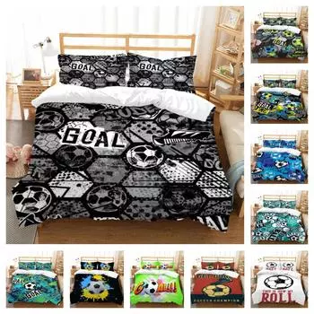 Пододеяльник 3D футбольное постельное белье наволочка пододеяльники домашнее постельное белье декор микрофибра моющиеся покрывала комплект постельного белья UK Single 135x200cm